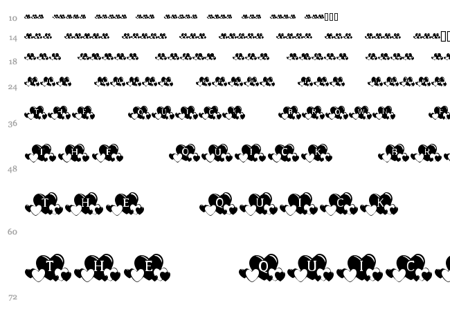 KR Lots of Hearts font waterfall
